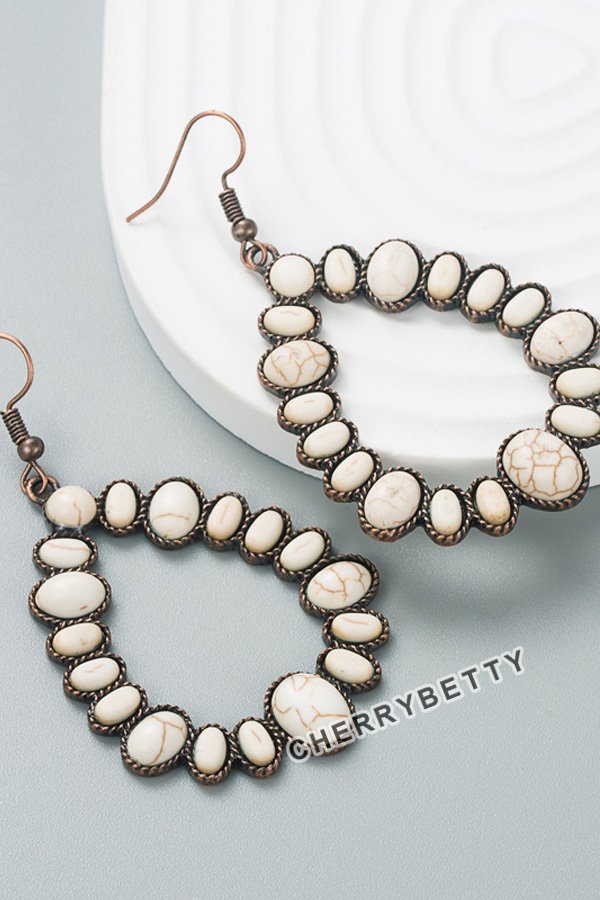 Boho Vintage White Turquoise Drop Earrings
