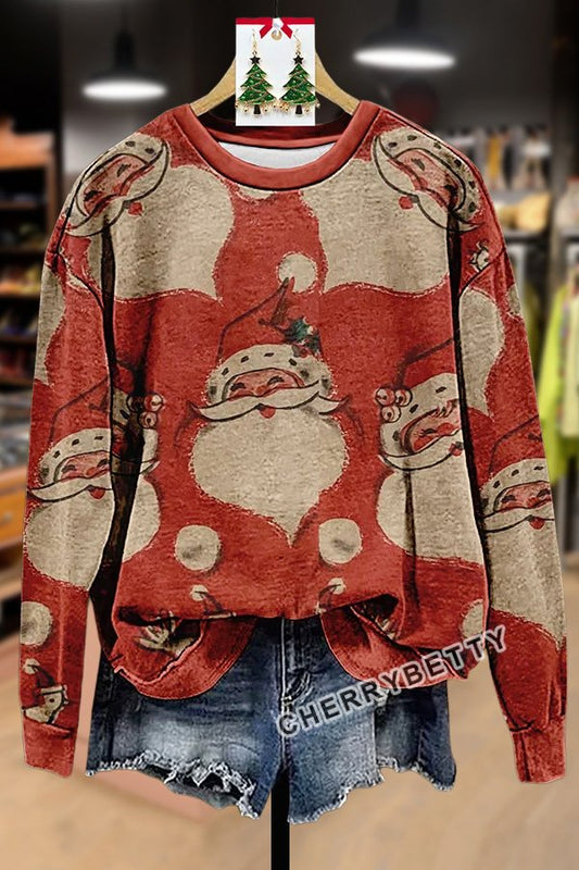 Vintage Santa Claus Print Sweatshirt