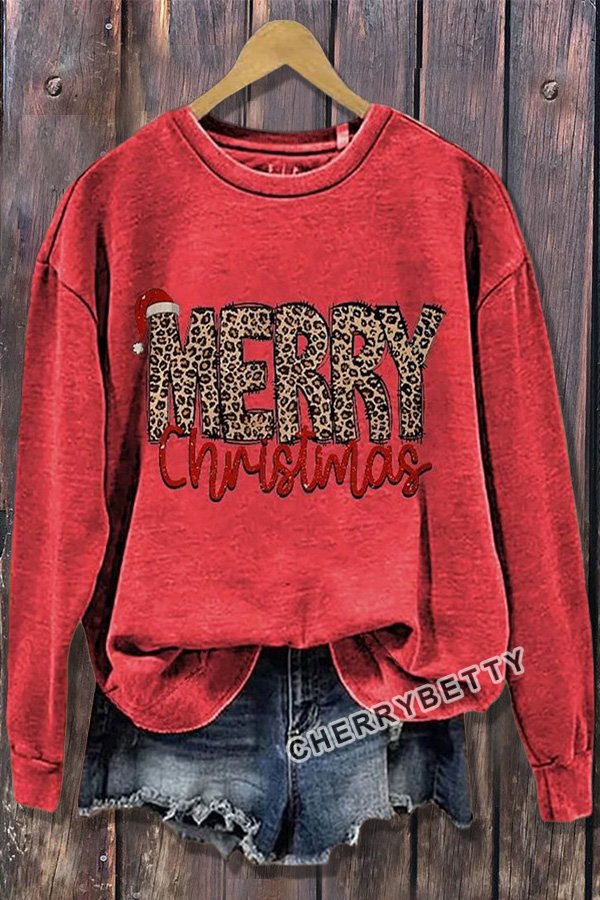 Leopard Print Merry Christmas Sweatshirt