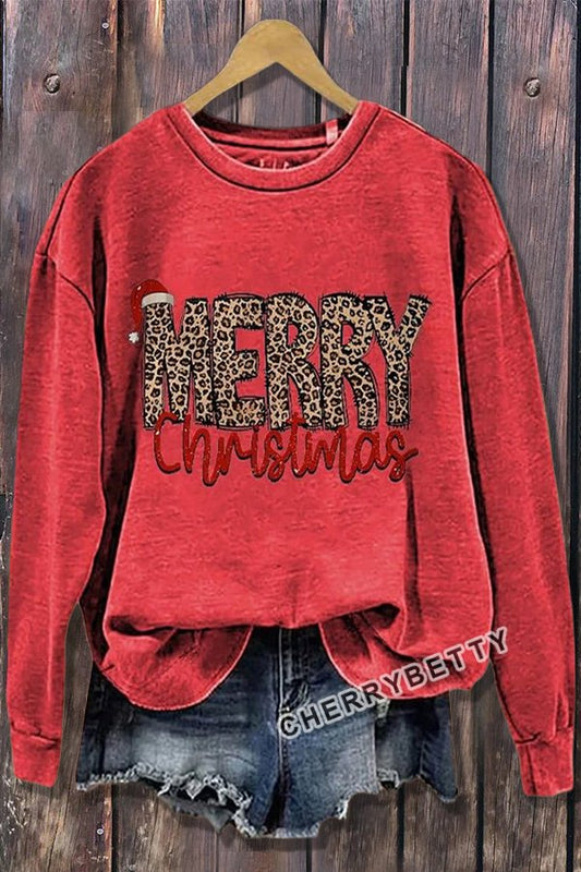 Leopard Print Merry Christmas Sweatshirt