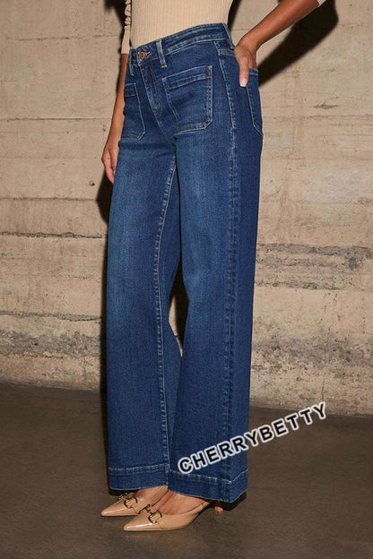 Vintage High Waist Wide Leg Denim Pants