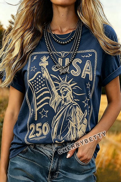 USA Liberty 250th Print Short Sleeve T-Shirt