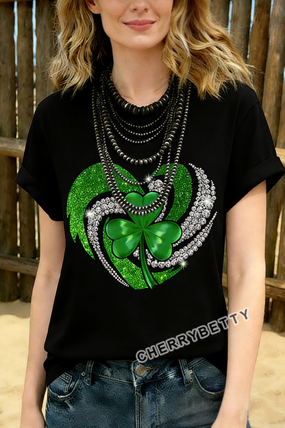 St.Patrick's Day Print V-Neck T-Shirt