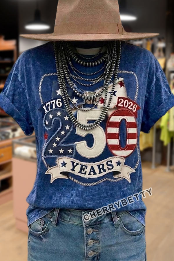 American 250th Print Short Sleeve Cotton T-Shirt
