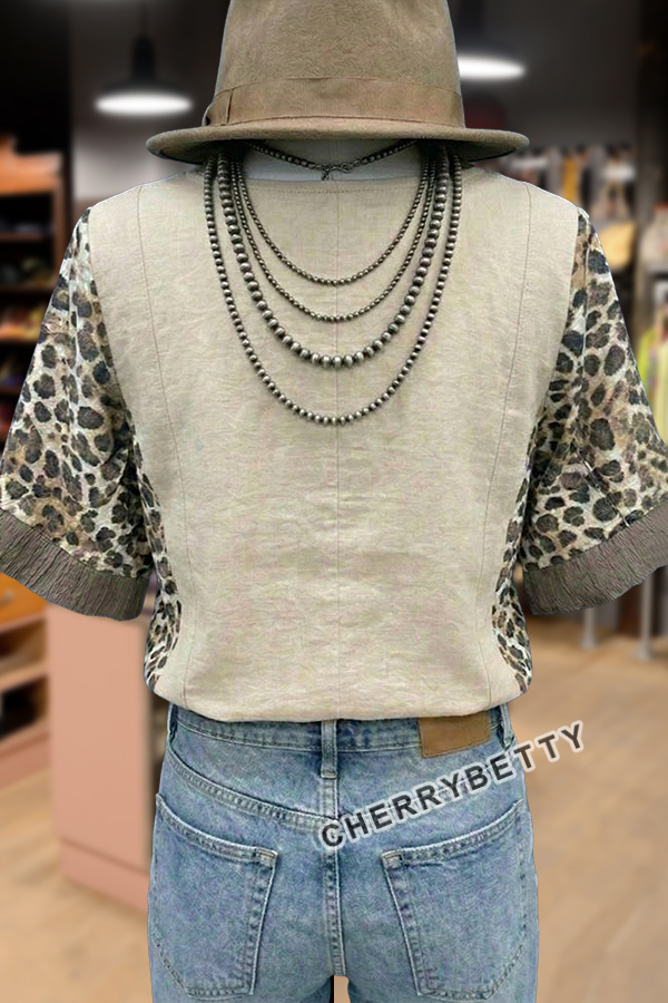 Leopard Print Lace Patch T-Shirt