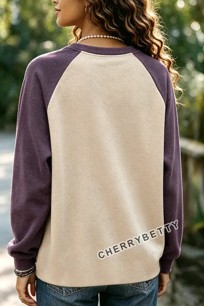 Colorful Floral Pumpkin Embroidered Long Sleeve Halloween Sweatshirt