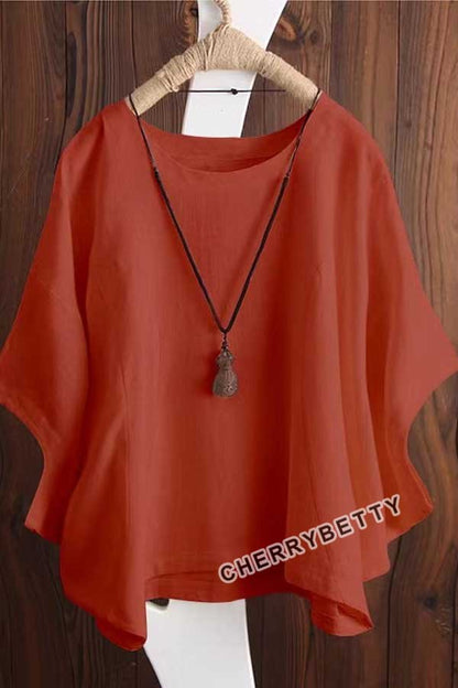 Solid Batwing Sleeve Loose T-Shirt