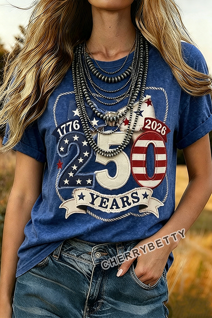 American 250th Print Short Sleeve Cotton T-Shirt