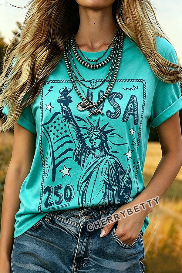 USA Liberty 250th Print Short Sleeve T-Shirt