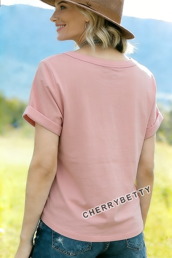 Vintage Easter Bunny Print Cotton T-Shirt