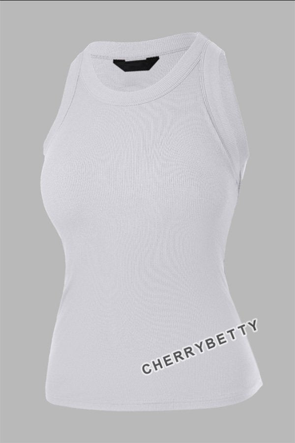 Casual O-Neck Sleeveless Basic Slim Fit Skinny Tank Top(Without Pads)
